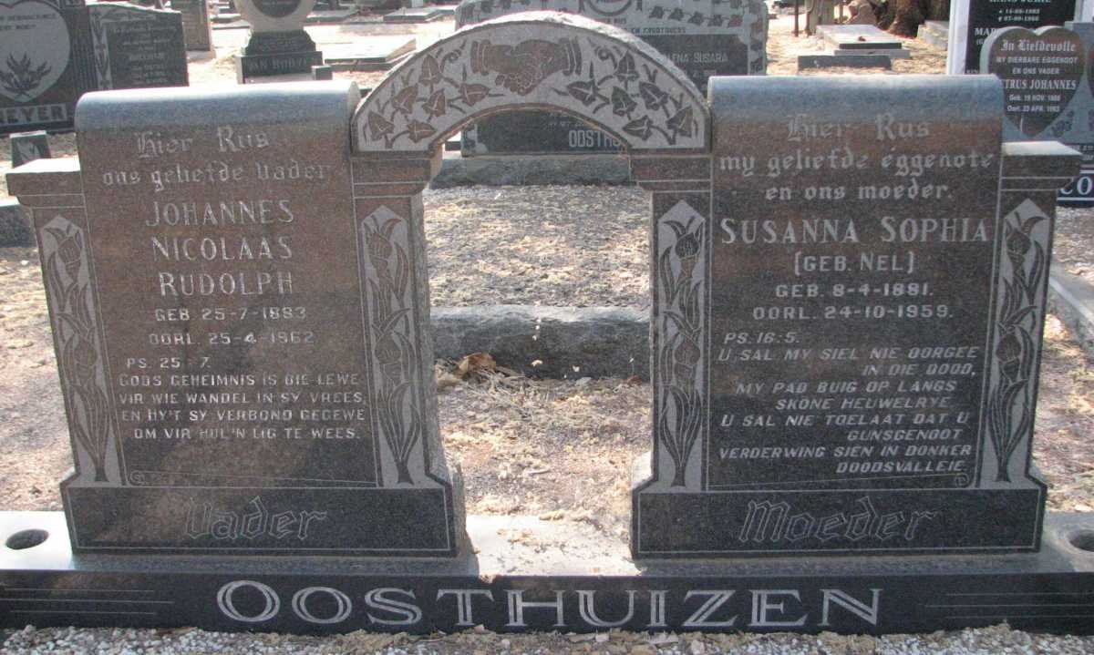 OOSTHUIZEN Johannes Nicolaas Rudolph 1883-1962 &amp; Susanna Sophia NEL 1881-1959