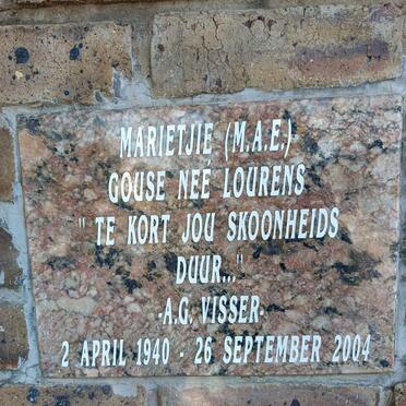 GOUSE M.A.E nee LOURENS 1940-2004