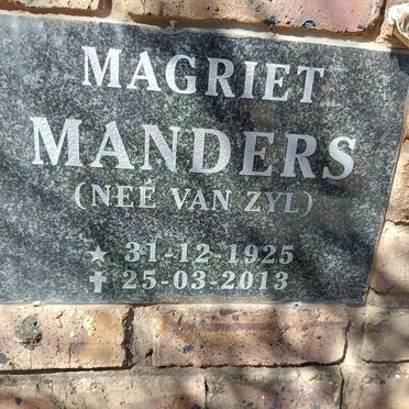 MANDERS Magriet nee VAN ZYL 1925-2013