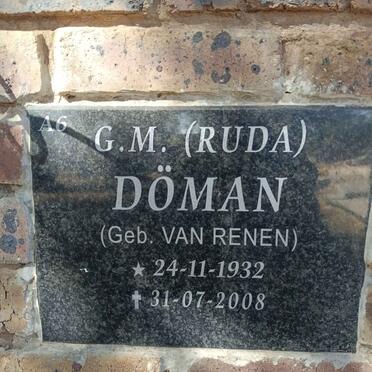 DOMAN G.M., nee VAN RENEN 1932-2008