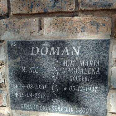 DOMAN N. 1930-2017 & Maria Magdalena JOUBERT 1937-