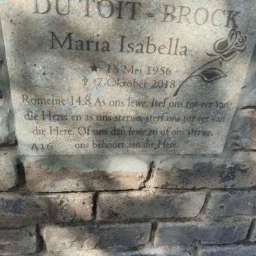 BROCK Maria Isabella, DU TOIT 1956-2018