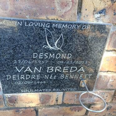 BREDA Desmond, van 1957-2011 & Deirdre BENNETT 1964-