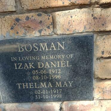 BOSMAN Izak Daniel 1912-1996 & Thelma May 1917-1998