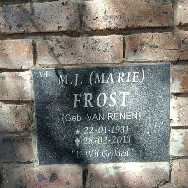 FROST M.J. nee VAN RENEN 1931-2013