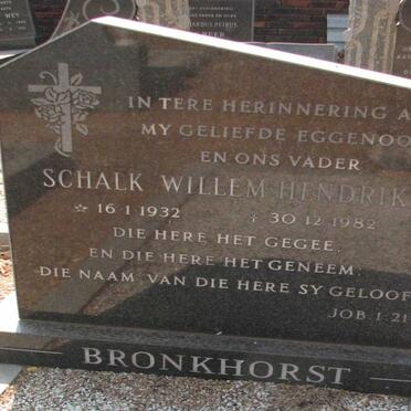 BRONKHORST Schalk Willem Hendrik 1932-1982