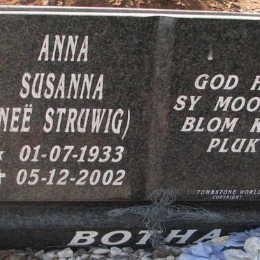 BOTHA Anna Susanna nee Struwig 1933-2002
