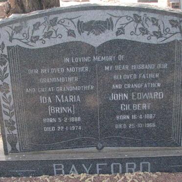BAYFORD John Edward Gilbert 1887-1966 &amp; Ida Maria BRINK 1888-1974