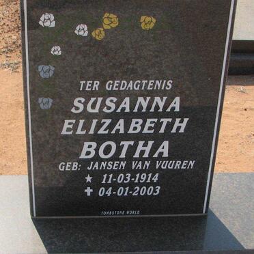 BOTHA Susanna Elizabeth nee JANSEN VAN VUUREN 1914-2003