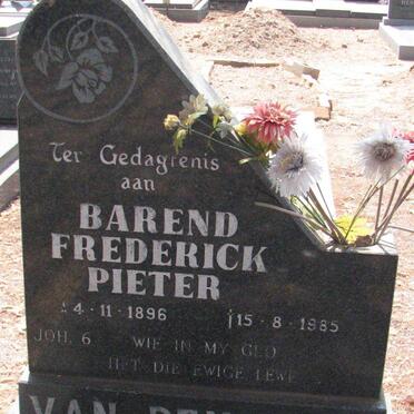 BERG Barend Frederick Pieter, van den 1896-1985