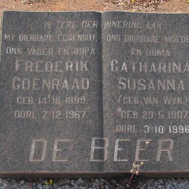 BEER Frederik Coenraad, de 1899-1967 &amp; Catharina Susanna VAN WYK 1907-1996