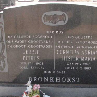 BRONKHORST Gerrit Petrus 1903-1982 &amp; Cornelia Adriana Hester Maria 1908-1985