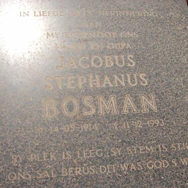 BOSMAN Jacobus Stephanus 1914-1993