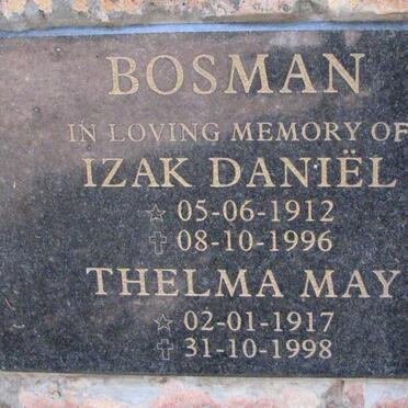 BOSMAN Izak Daniel 1912-1996 &amp; Thelma May 1917-1998