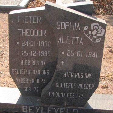BEYLEVELD Pieter Theodor 1932-1995 &amp; Sophia Aletta 1941-
