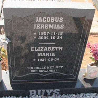 BUYS Jacobus Jeremias 1927-2004 &amp; Elizabeth Maria 1934-