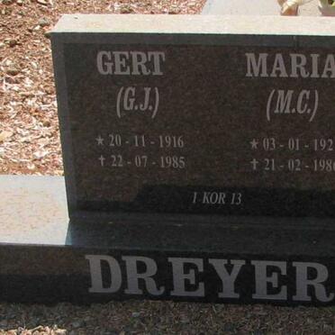 DREYER G.J. 1916-1985 &amp; M.C. 1921-1986