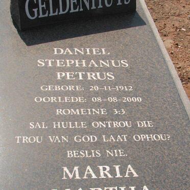 GELDENHUYS Daniel Stephanus Petrus 1912-2000 &amp; Maria Martha VAN HELSDINGEN 1922-2007