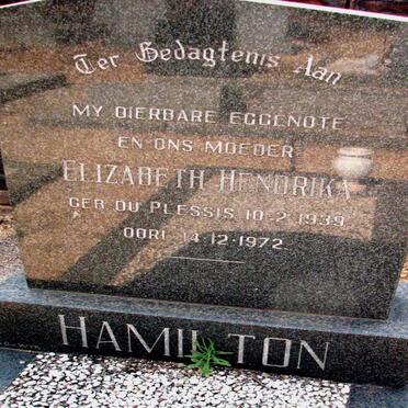 HAMILTON Elizabeth Hendrika nee DU PLESSIS 1939-1972