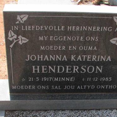 HENDERSON Johanna Katerina nee MINNE 1917-1985 