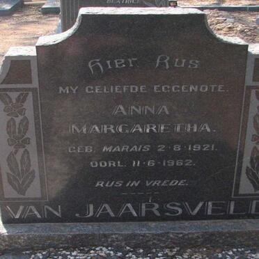 JAARSVELD Anna Margaretha, van nee MARAIS 1921-1962