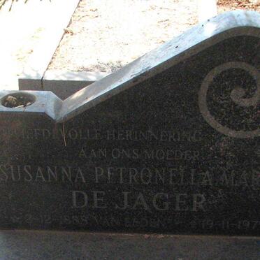 JAGER Susanna Petronella Maria, de nee VAN EEDEN 1988-1977