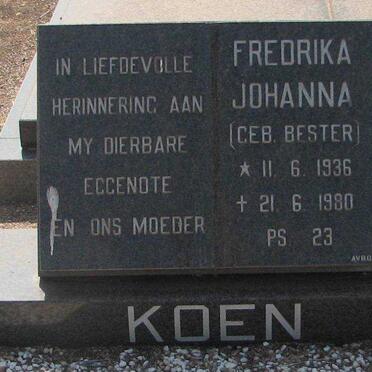 KOEN Fredrika Johanna nee BESTER 1936-1980