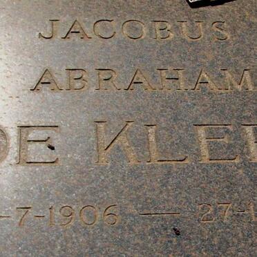KLERK Jacobus Abraham, de 1906-1972
