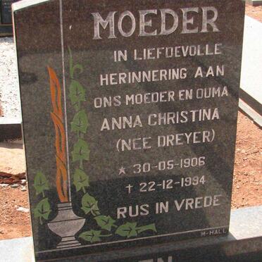 KOEN  Anna Christina nee DREYER 1906-1994