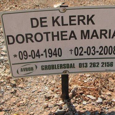 KLERK Dorothea Maria, de 1940-2008