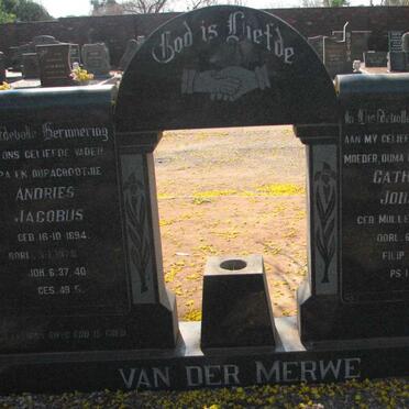 MERWE Andries Jacobus, van der 1894-1978 &amp; Catharina Johanna MULLER 1898-1972