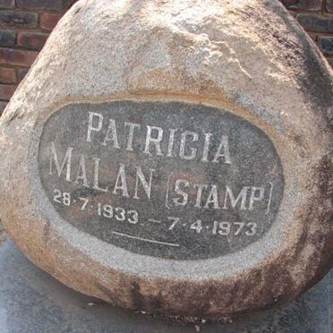 MALAN Patricia nee STAMP 1933-1973