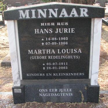 MINNAAR Hans Jurie 1903-1966 &amp; Martha Louisa REDELINGHUYS 1911-2003