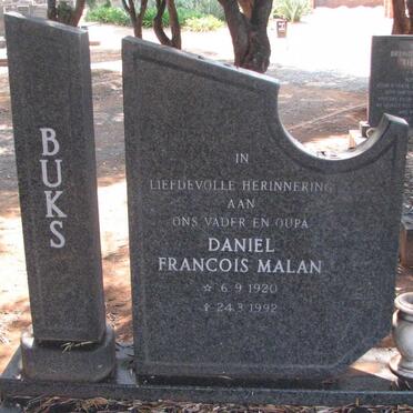 MALAN Daniel Francois 1920-1992 &amp; Susanna Elizabeth LATEGAN 1927-1989
