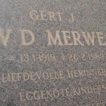 MERWE Gert J., v.d. 1919-1989
