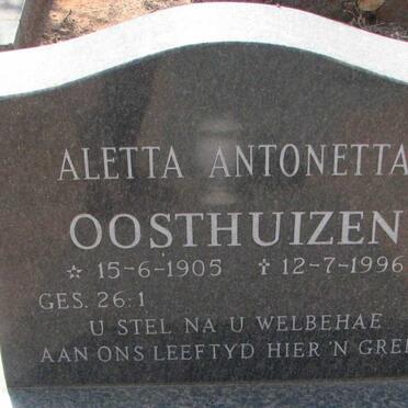 OOSTHUIZEN Aletta Antonetta 1905-1996