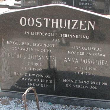 OOSTHUIZEN Petrus Johannes 1916-1980 &amp; Anna Dorothea 1918-2006