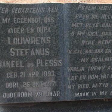 PLESSIS Louwrens Stefanus Daneel, du 1893-1971