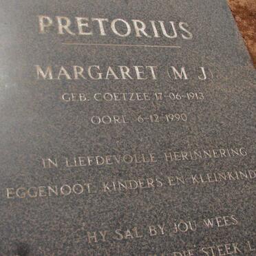PRETORIUS Margaret M.J. nee COETZEE 1913-1990
