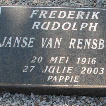 RENSBURG Frederik Rudolph, Janse van 1916-2003