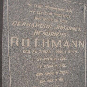 ROTHMANN Gerhardus Johannes Hendrikus 1923-1971