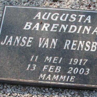 RENSBURG Augusta Barendina, Janse van 1917-2003