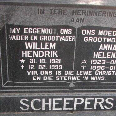 SCHEEPERS Willem Hendrik 1921-1993 &amp; Anna Helena 1923-1996