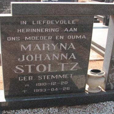 STOLTZ Maryna Johanna nee STEMMET 1910-1993