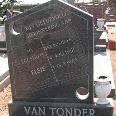 TONDER Elsie, van nee BOSHOFF 1951-1989
