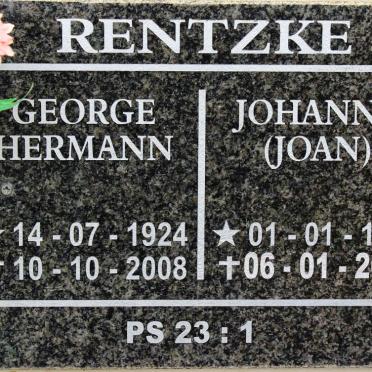 RENTZKE George Hermann 1924-2008 &amp; Johanna 1927-2012
