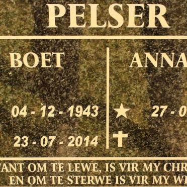 PELSER Boet 1943-2014 &amp; Annariet 1943-