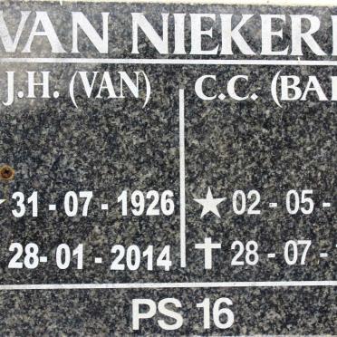 NIEKERK J.H.,van 1926-2014 &amp; C.C. 1932-1999