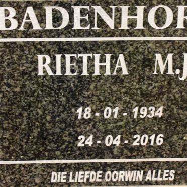 BADENHORST Rietha M.J. 1934-2016