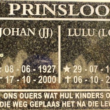 PRINSLOO J.J. 1927-2000 &amp; L.C. 1927-2006